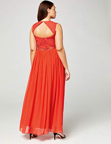Marca Amazon - TRUTH & FABLE Vestido Largo de Gasa Mujer, Rojo (Red), 34, Label: XXS