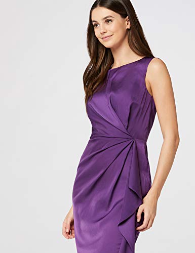 Marca Amazon - TRUTH & FABLE Vestido Midi Ajustado Mujer, Multicolor (Grape Royal), 40, Label: M