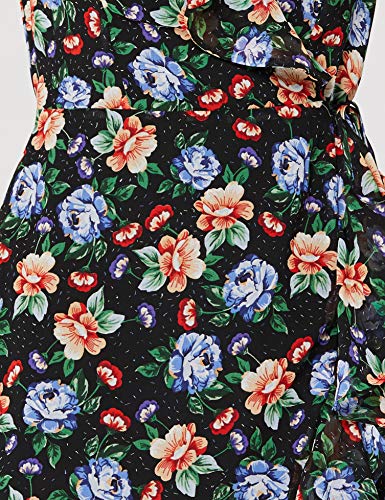 Marca Amazon - TRUTH & FABLE Vestido Midi Cruzado de Gasa Mujer, Azul (Bright Floral), 48, Label: 3XL