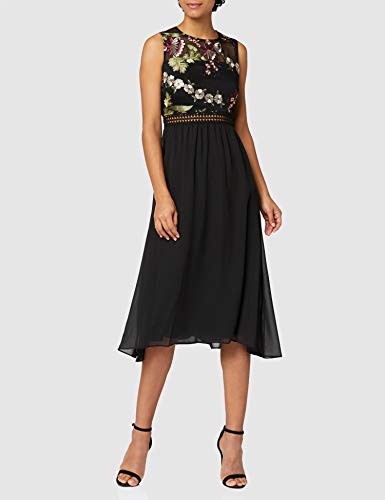 Marca Amazon - TRUTH & FABLE Vestido Midi Evasé de Encaje Mujer, Multicolor (Multicoloured), 42, Label: L