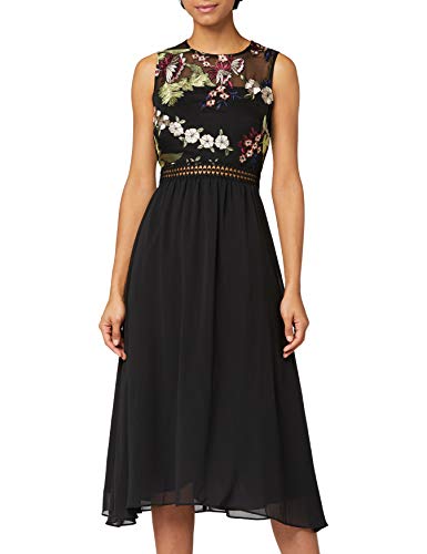 Marca Amazon - TRUTH & FABLE Vestido Midi Evasé de Encaje Mujer, Multicolor (Multicoloured), 42, Label: L