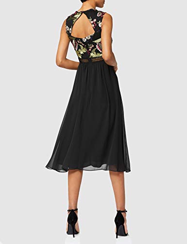 Marca Amazon - TRUTH & FABLE Vestido Midi Evasé de Encaje Mujer, Multicolor (Multicoloured), 42, Label: L