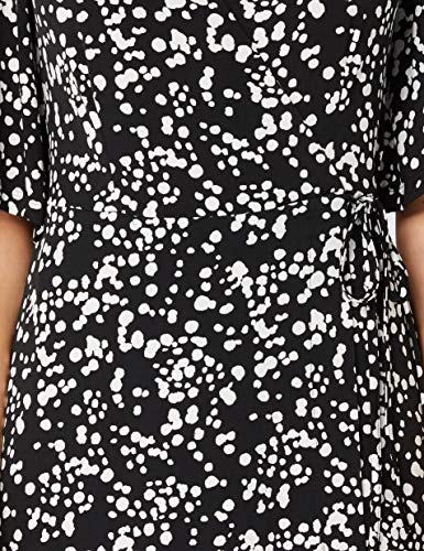 Marca Amazon - TRUTH & FABLE Vestido Midi Evasé de Punto Mujer, Multicolor (Black/White Spot), 42, Label: L