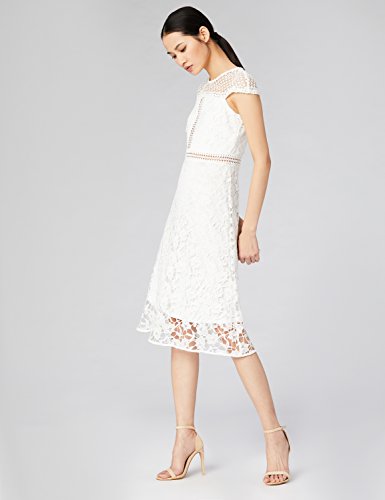 Marca Amazon - TRUTH & FABLE Vestido Mujer de Encaje, Blanco (White), 34, Label: XXS