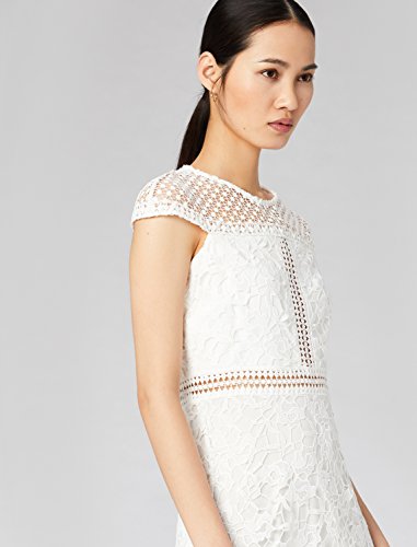 Marca Amazon - TRUTH & FABLE Vestido Mujer de Encaje, Blanco (White), 34, Label: XXS