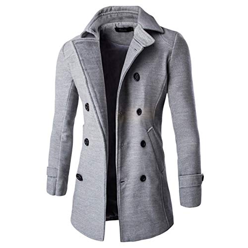 Mariisay Abrigo De Lana Clásico con Casual De Los Chic Estilo Hombres Chaqueta Al Aire Libre Venta de Moda De Manga Larga De Doble Capa De Punto De Pecho Breasted (Color : Hellgrau, Size : S)
