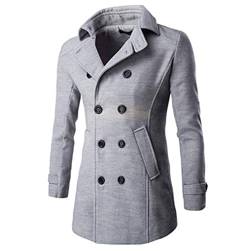 Mariisay Abrigo De Lana Clásico con Casual De Los Chic Estilo Hombres Chaqueta Al Aire Libre Venta de Moda De Manga Larga De Doble Capa De Punto De Pecho Breasted (Color : Hellgrau, Size : S)