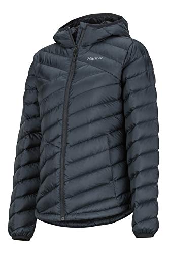 Marmot Wm's Highlander Hoody Chaqueta De Plumas Aislante Ligera, 700 Pulgadas Cúbicas, Chaqueta para Exteriores, Anorak Resistente Al Agua, Resistente Al Viento, Mujer, Black, M