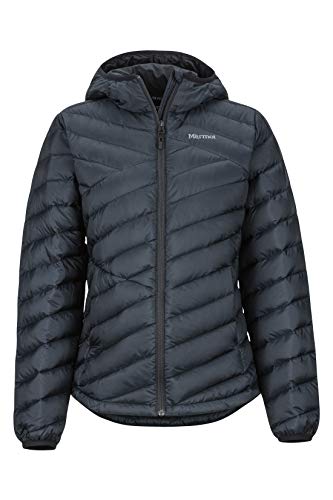 Marmot Wm's Highlander Hoody Chaqueta De Plumas Aislante Ligera, 700 Pulgadas Cúbicas, Chaqueta para Exteriores, Anorak Resistente Al Agua, Resistente Al Viento, Mujer, Black, M