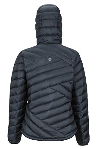 Marmot Wm's Highlander Hoody Chaqueta De Plumas Aislante Ligera, 700 Pulgadas Cúbicas, Chaqueta para Exteriores, Anorak Resistente Al Agua, Resistente Al Viento, Mujer, Black, M