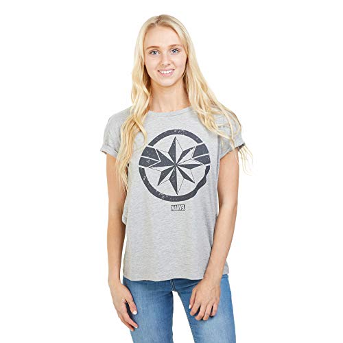 Marvel Avengers Captain Camiseta, Gris (Grey Marl SPO), 44 (Talla del Fabricante: X-Large) para Mujer