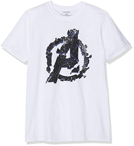 Marvel Avengers Cracked Camiseta, Blanco (White White), Large (Talla del Fabricante: Large) para Hombre
