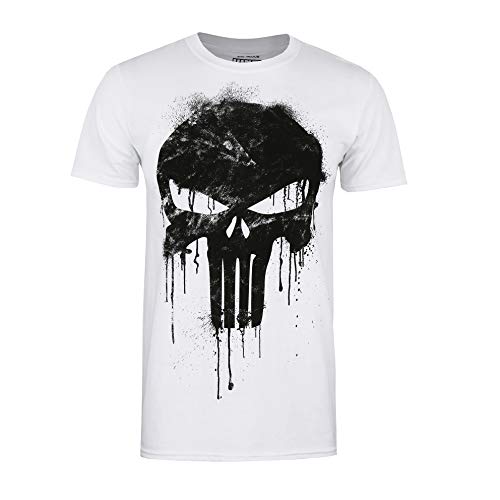 Marvel Avengers Punisher Skull Camiseta, Blanco (White White), Large (Talla del Fabricante: Large) para Hombre