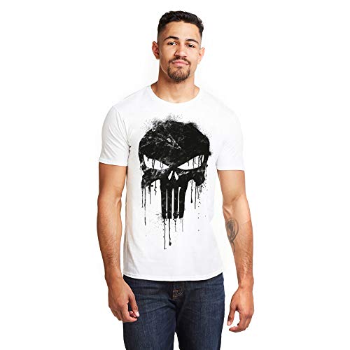 Marvel Avengers Punisher Skull Camiseta, Blanco (White White), Large (Talla del Fabricante: Large) para Hombre