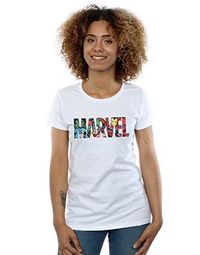 Marvel Comics Mujer Logo Character Infill Camiseta Blanco Small