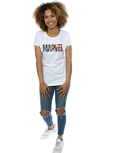 Marvel Comics Mujer Logo Character Infill Camiseta Blanco Small