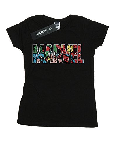 Marvel Comics Mujer Logo Character Infill Camiseta Negro Large
