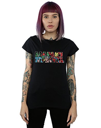 Marvel Comics Mujer Logo Character Infill Camiseta Negro Medium