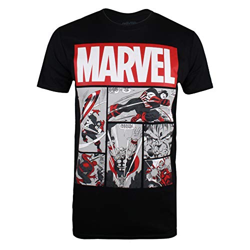 Marvel Heroes Comics Camiseta, Negro (Black Blk), X-Large para Hombre