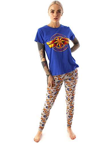 Marvel Loungepants y Camiseta con Estampado de Logo Capitán, Conjunto de Pijama