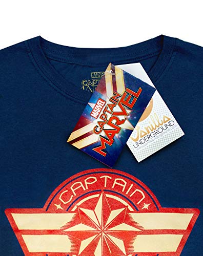 Marvel Manga Corta Armada Capitán Logotipo de Las Mujeres Camiseta