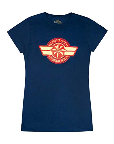 Marvel Manga Corta Armada Capitán Logotipo de Las Mujeres Camiseta