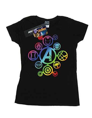 Marvel Mujer Avengers Infinity War Rainbow Icons Camiseta Negro Small