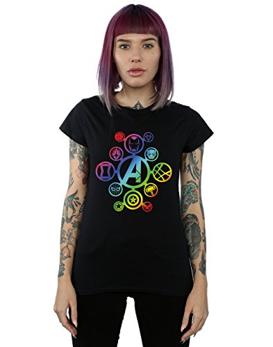 Marvel Mujer Avengers Infinity War Rainbow Icons Camiseta Negro Small