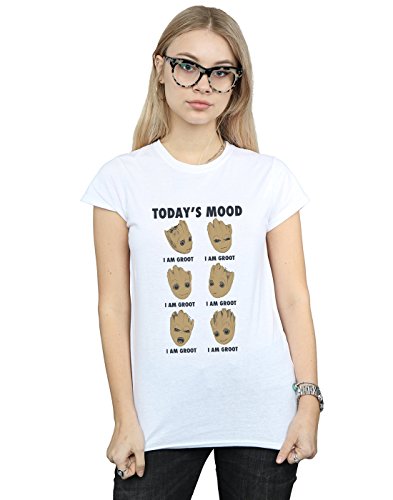 Marvel Mujer Guardians of The Galaxy Groot Today'S Mood Camiseta Blanco Medium