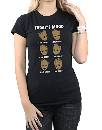 Marvel Mujer Guardians of The Galaxy Groot Today'S Mood Camiseta Negro Small