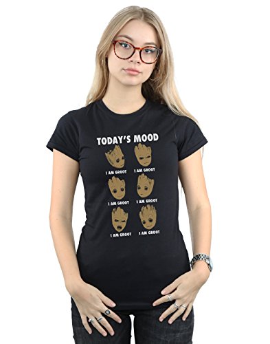 Marvel Mujer Guardians of The Galaxy Groot Today'S Mood Camiseta Negro Small