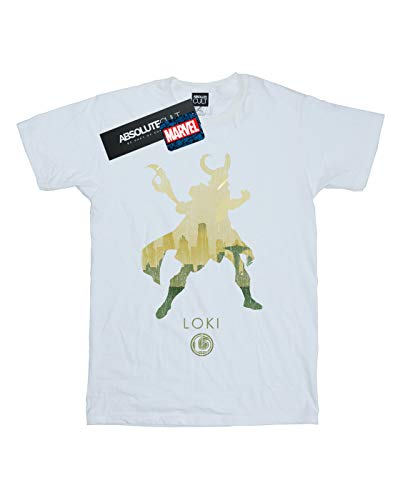 Marvel Mujer Loki Silhouette Camiseta del Novio Fit Blanco Large