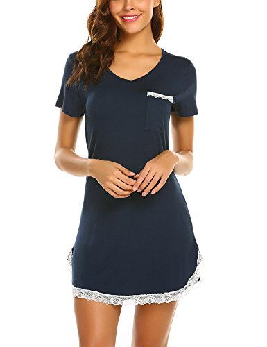 MAXMODA Camison Mujer Verano Camisones Sexy Corto Camisón Manga Corta Camisolas Mujer Dormir