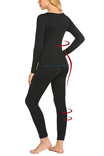 MAXMODA Conjuntos Pijamas para Mujer Invierno Conjuntos Pijamas Forro Polar Negro XXL