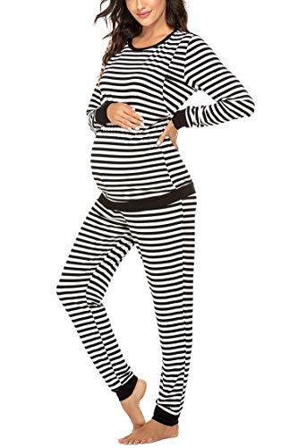 MAXMODA Ropa Premamá Lactancia Pijama Conjunto Maternidad Invierno Pijama Premamá Embarazo
