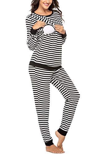 MAXMODA Ropa Premamá Lactancia Pijama Conjunto Maternidad Invierno Pijama Premamá Embarazo