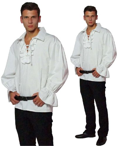Maylynn 13711-M - Camisa de Pirata Medieval con Volantes de algodón, Talla M, Blanca