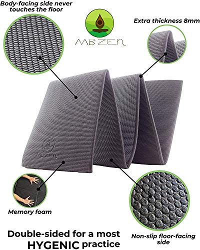 MB Zen Esterilla Yoga Plegable Antideslizante Gruesa (8 mm) – Colchoneta Mat Yoga y Pilates Diseño 100% Español – Bolsa Esterilla Incluida