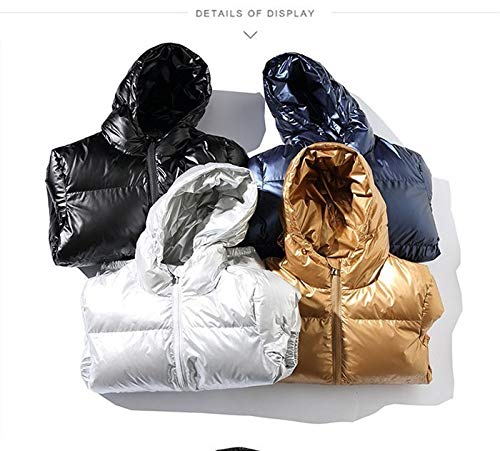 MCSZG Nuevo 2019 Chaqueta de plumón para Mujer Invierno Brillante Plata/Negro/Oro/Azul Tallas Grandes Parka con Capucha Outwear Abrigos Acolchados Mujer   4XL 5XL