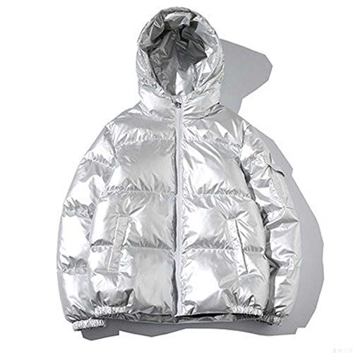 MCSZG Nuevo 2019 Chaqueta de plumón para Mujer Invierno Brillante Plata/Negro/Oro/Azul Tallas Grandes Parka con Capucha Outwear Abrigos Acolchados Mujer   4XL 5XL
