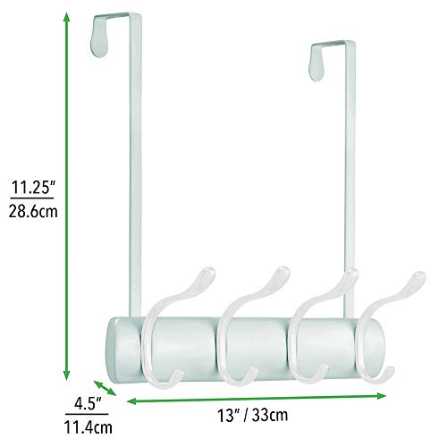 mDesign Práctico Perchero de Puerta – Percha con 8 Ganchos para Colgar para la Cocina, el recibidor o el baño – Colgador de Ropa para Abrigos, Chaquetas, Bufandas o Toallas – Verde Menta/Blanco