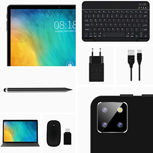 MEBERRY Tablet 10 Pulgadas Android 10.0：5G WI-FI | 1.6 GHz | Octa-Core Ultrar-Rápido Tablets - 4GB RAM+64GB ROM（TF 128GB） - 1920 * 1200 FHD | Face ID | GPS | Ratón & Teclado Y Más - Nergo