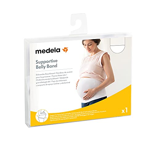 Medela, Faja de maternidad sustenitiva, sin costuras, ofrece apoyo y alivio durante el embarazo y después de la parte, talla L, color blanco