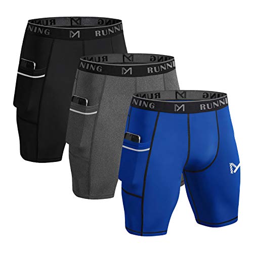 MEETYOO Pantalones Cortos Compresion Hombre, Mallas Deportivas Leggings Deporte Pantalones para Running Fitness Gym