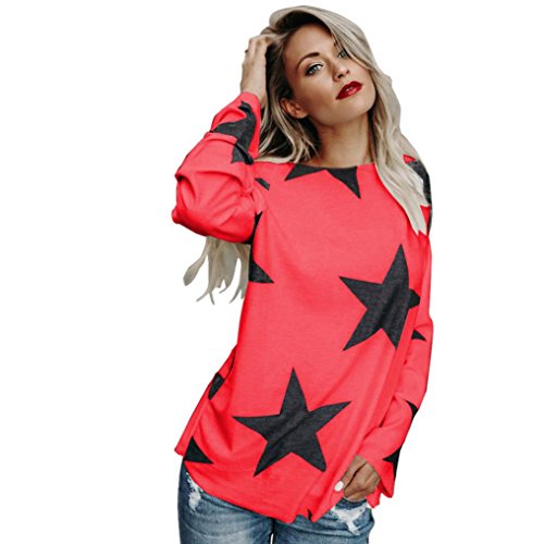 MEIbax 2018 Deportes Moda Mujer Chica Strapless Sudadera Estrella Manga Larga Suelta Recorte su¨¦TER Jersey Tops