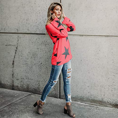 MEIbax 2018 Deportes Moda Mujer Chica Strapless Sudadera Estrella Manga Larga Suelta Recorte su¨¦TER Jersey Tops