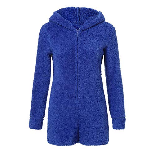 MEIHAOWEI Invierno Otoño Mujer Color Caramelo Manga Larga Capucha Mono Lindo Mujeres Pantalones Cortos Pantalones