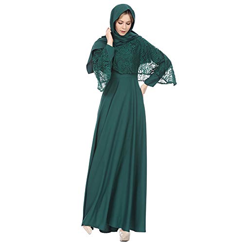 Meijunter Vestido de Mujeres Musulmanas - Encaje Túnica Oración Abaya Kaftan de Ropa Islámica para Ramadan