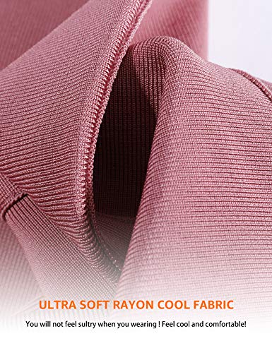 meilun - Vestido de Fiesta para Mujer con Escote Cruzado en V de rayón - Rosa - Medium