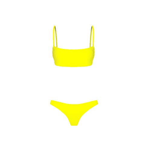 meioro Conjuntos de Bikinis para Mujer Push Up Bikini Traje de baño de Tanga de Cintura Baja Trajes de baño Adecuado Viajes Playa La Natacion (XL, Amarillo)